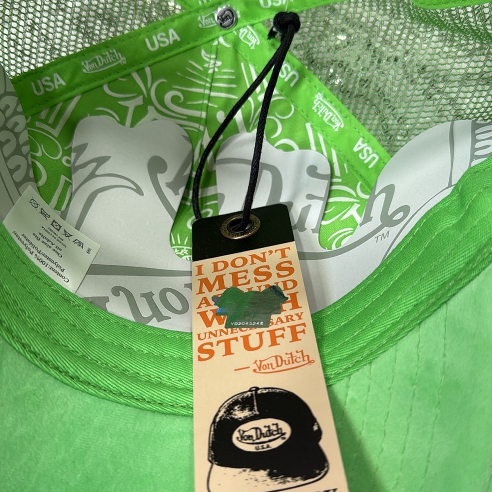 VON DUTCH GREEN SUEDE TRUCKER HAT NWT! - Picture 2 of 3